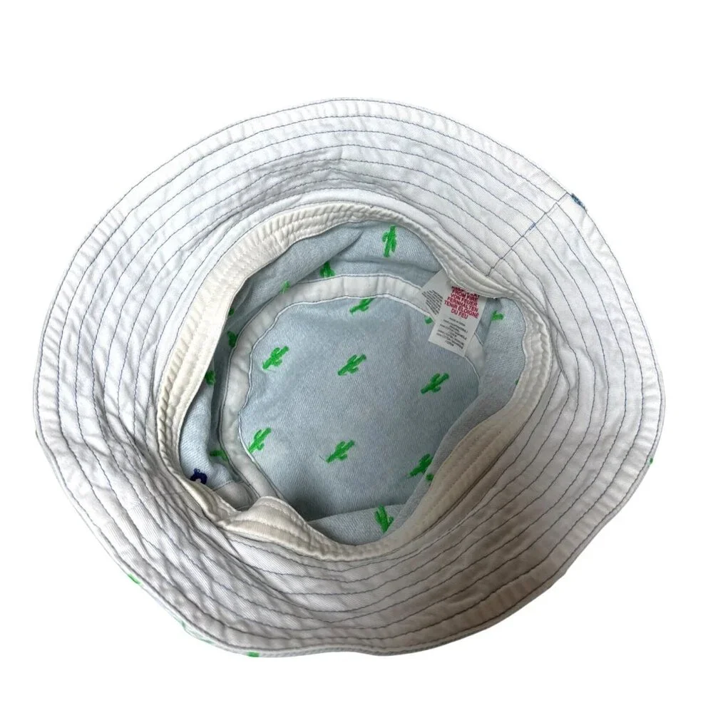 Boden Mini Kids‎ Bucket Hat Light Wash Denim Embroidered Cactus Size Medium